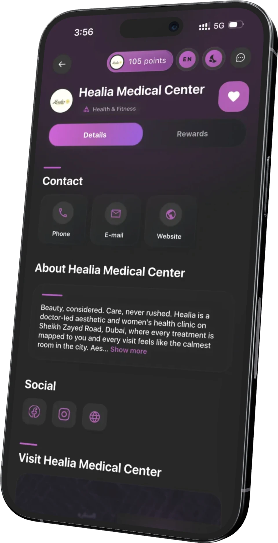 A real LoyalsClub business page, live in a customer's app.