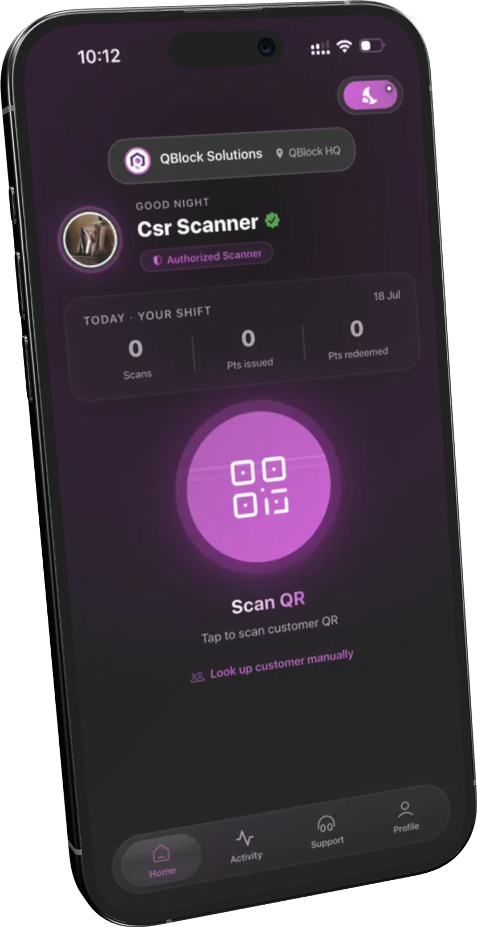 Customers earn at checkout