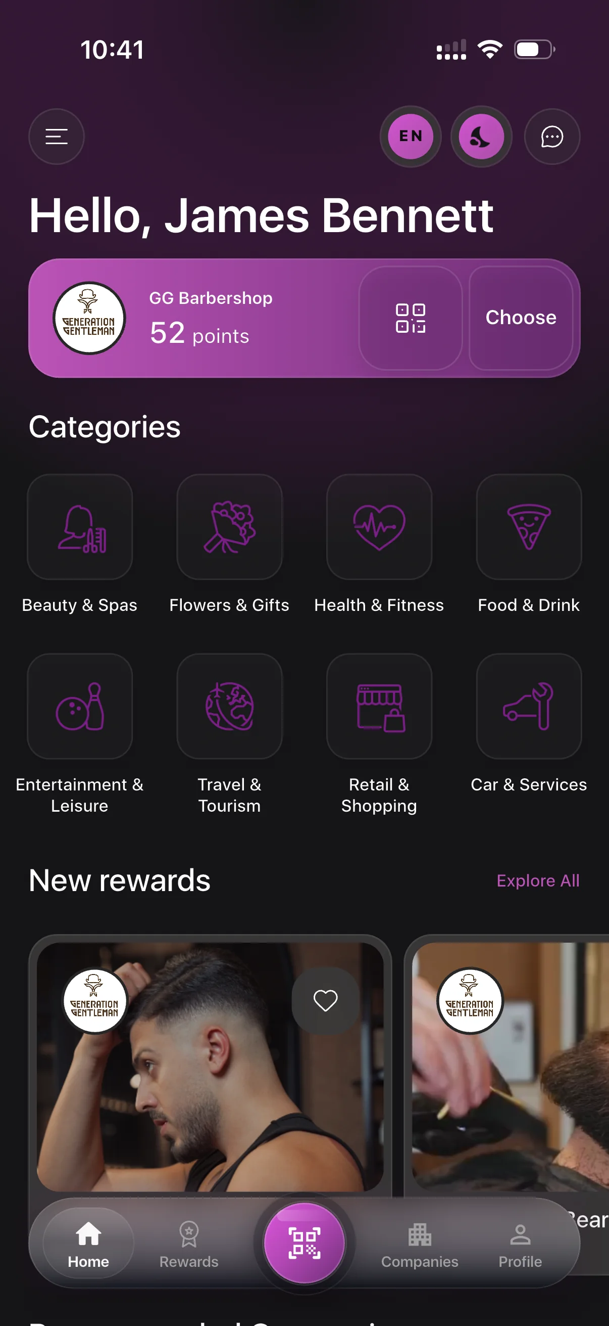 What your customers see - points, rewards, and their QR